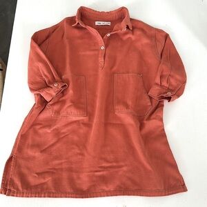 Zara shirt Dress Girl Soft Tencel Fabric Rust Color Woekwear